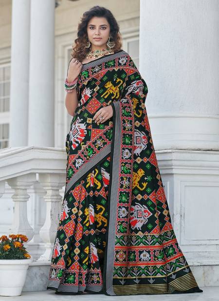 Black Colour SHUBHVASTRA PATOLA 4 Heavy Designer Festive Wear Patola Silk Saree Collection 5332